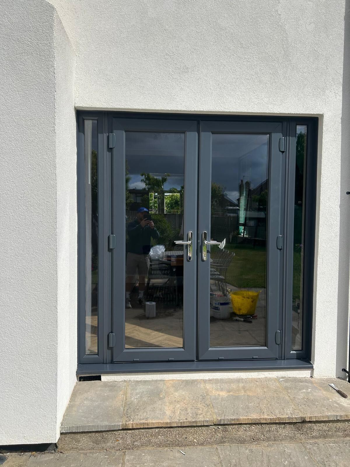 Anthracite grey casement doors fitted in Ruislip by IM Glass